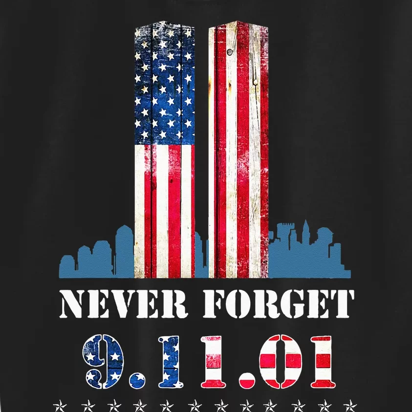 Never Forget Patriotic 911 American Flag Kids Sweatshirt