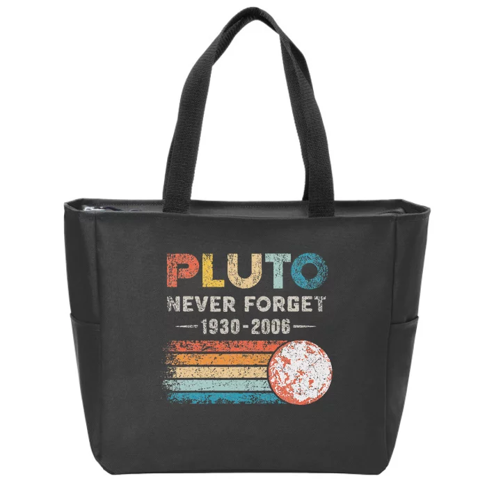 Never Forget Pluto Retro Style Funny Space Science Zip Tote Bag