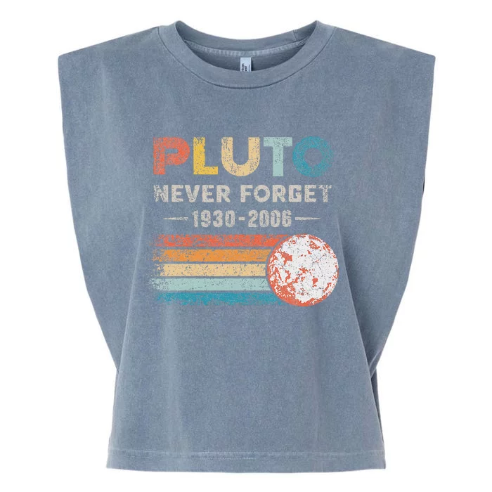 Never Forget Pluto Retro Style Funny Space Science Garment-Dyed Women's Muscle Tee