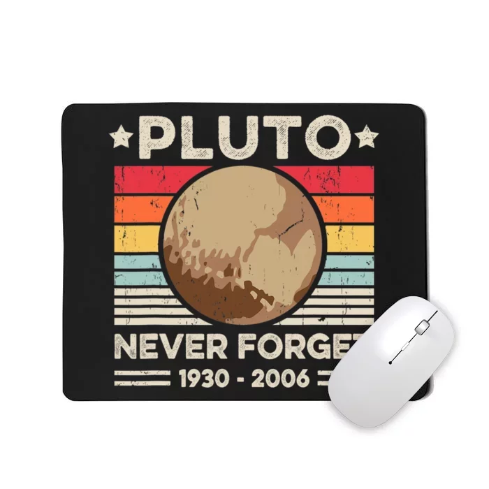 Never Forget Pluto S Funny Retro Planet Space Science Mousepad