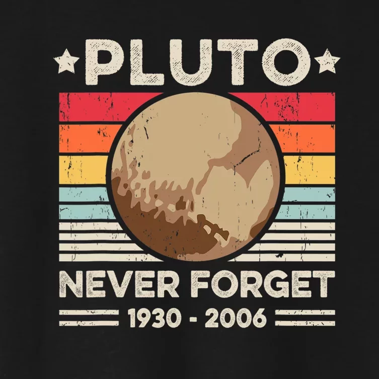 Never Forget Pluto S Funny Retro Planet Space Science Women's Crop Top Tee