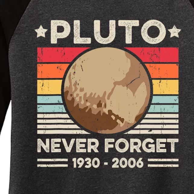 Never Forget Pluto S Funny Retro Planet Space Science Women's Tri-Blend 3/4-Sleeve Raglan Shirt