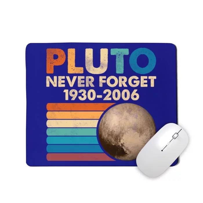 Never Forget Pluto Gift Retro Style Funny Space Science Cool Gift Mousepad