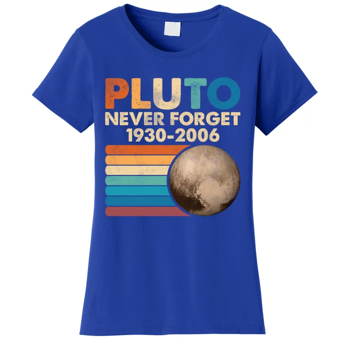 Never Forget Pluto Gift Retro Style Funny Space Science Cool Gift Women's T-Shirt