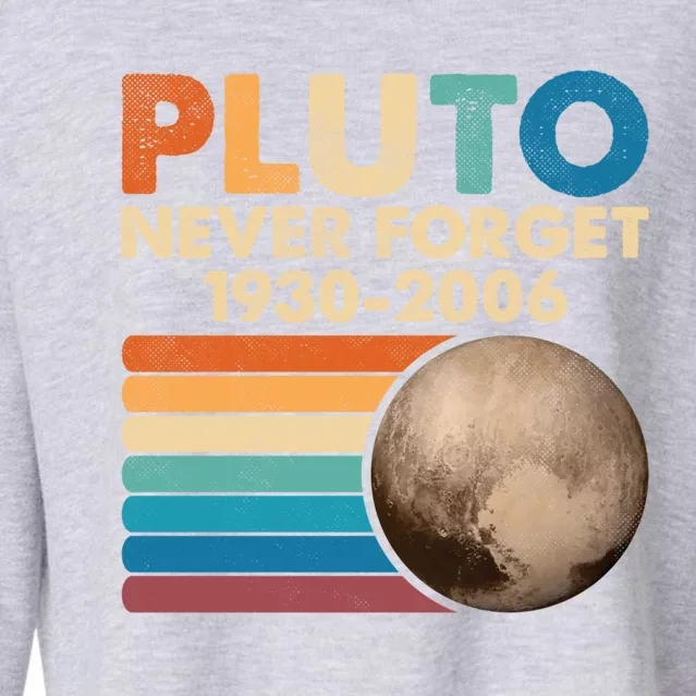 Never Forget Pluto Gift Retro Style Funny Space Science Cool Gift Cropped Pullover Crew