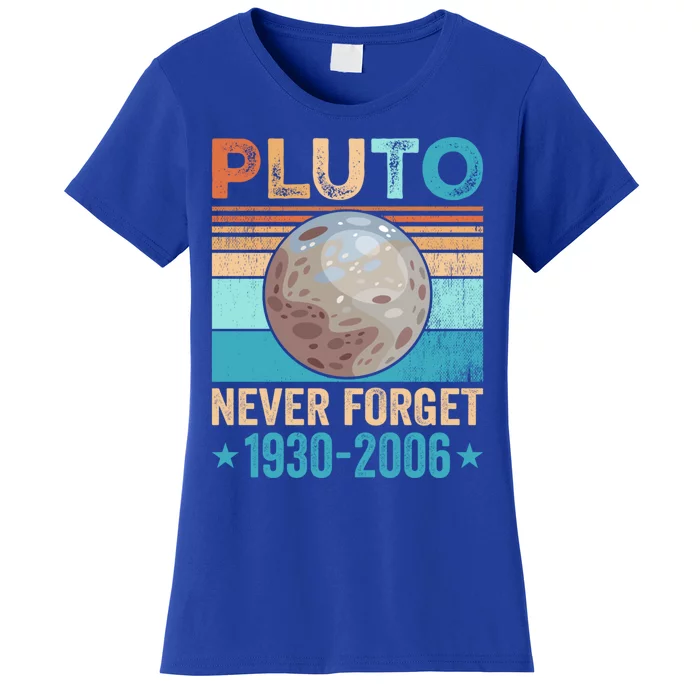 Never Forget Pluto Retro Vintage Style Funny Space Science Cute Gift Women's T-Shirt