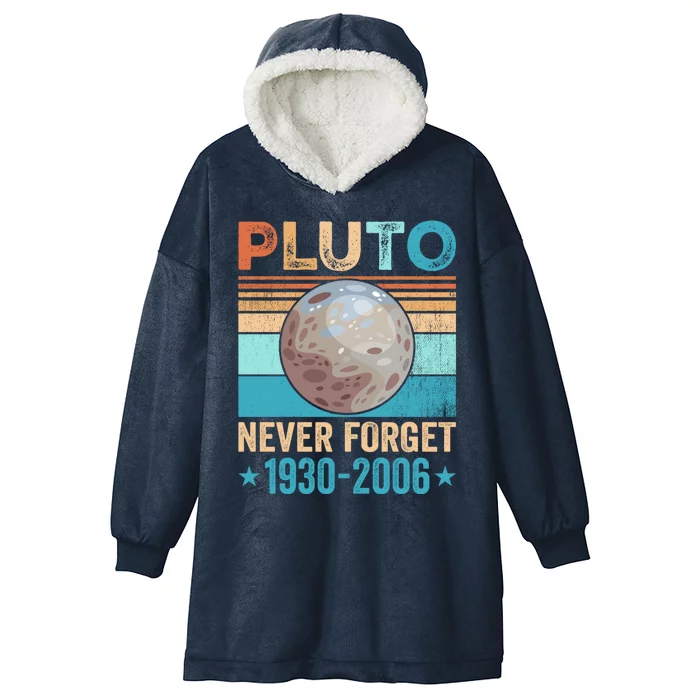 Never Forget Pluto Retro Vintage Style Funny Space Science Cute Gift Hooded Wearable Blanket