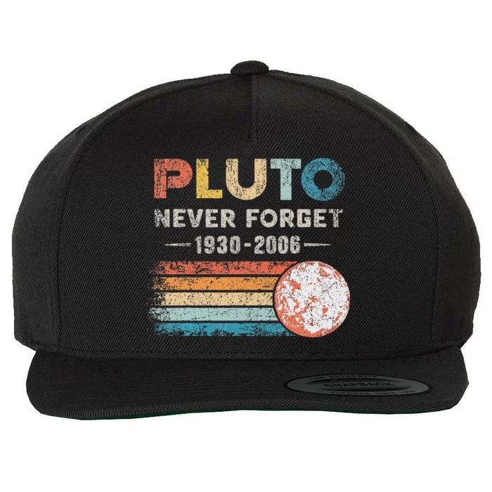 Never Forget Pluto Retro Style Funny Space Science Wool Snapback Cap