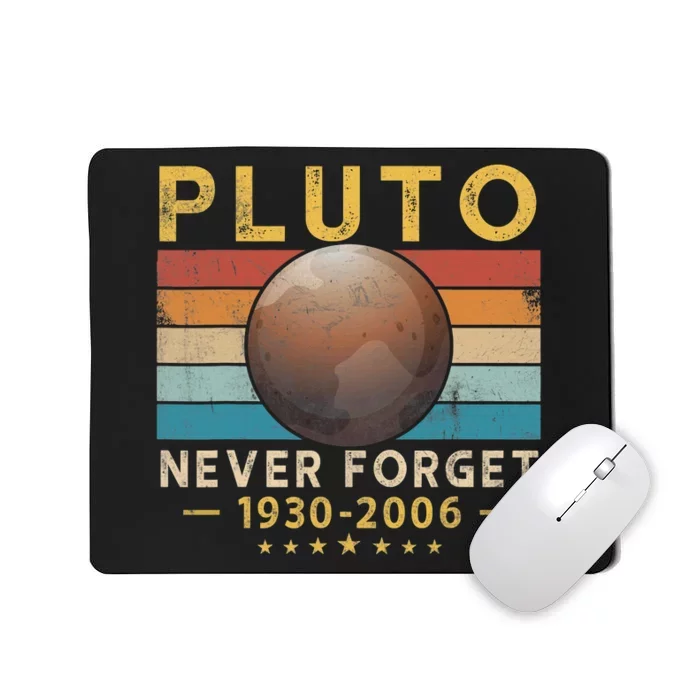 Never Forget Pluto Retro Style Vintage Funny Space Science Mousepad