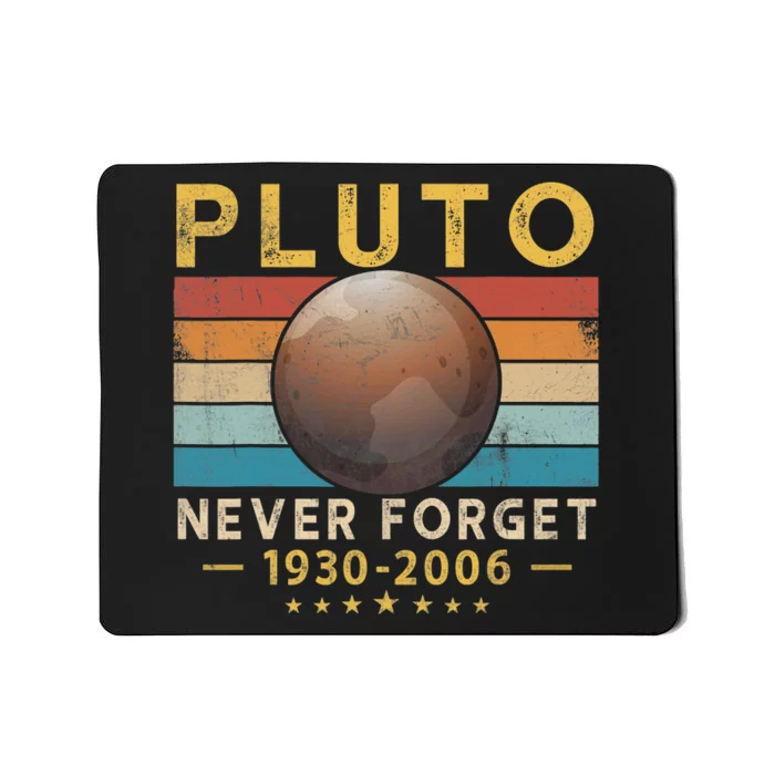 Never Forget Pluto Retro Style Vintage Funny Space Science Mousepad