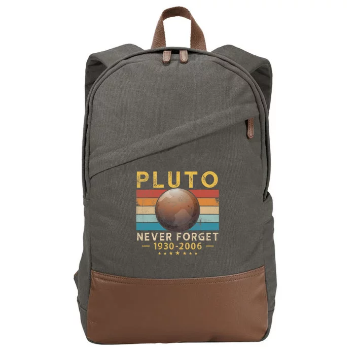 Never Forget Pluto Retro Style Vintage Funny Space Science Cotton Canvas Backpack