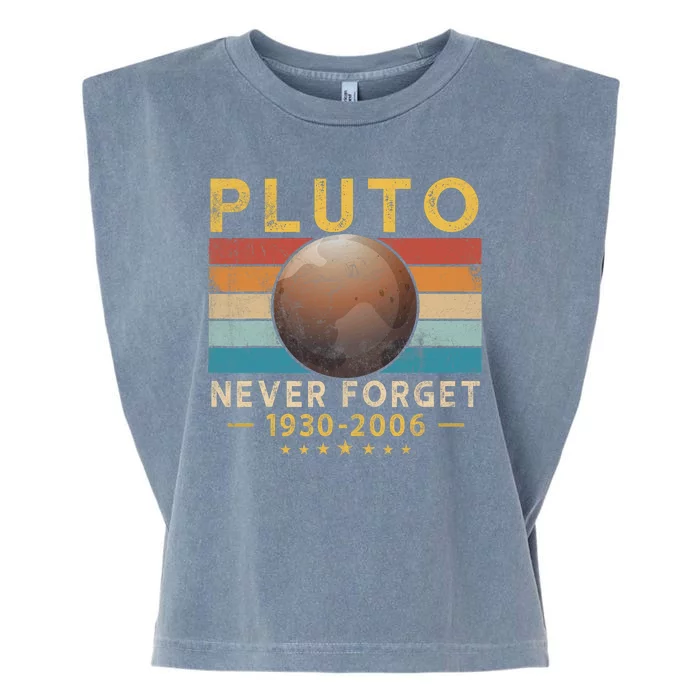 Never Forget Pluto Retro Style Vintage Funny Space Science Garment-Dyed Women's Muscle Tee