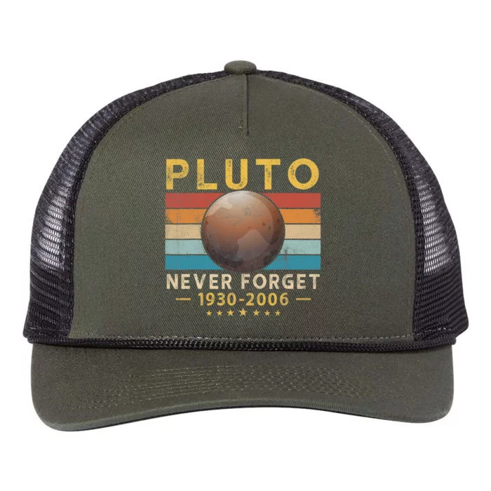 Never Forget Pluto Retro Style Vintage Funny Space Science Retro Rope Trucker Hat Cap