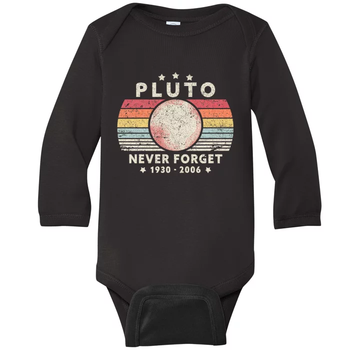 Never Forget Pluto Baby Long Sleeve Bodysuit