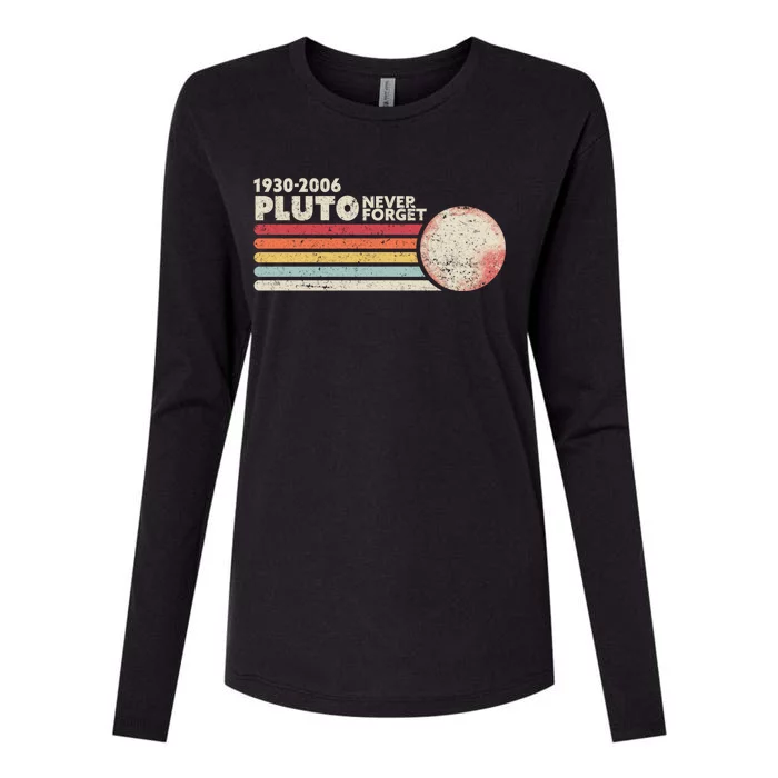 Never Forget Pluto Retro Science Gift Womens Cotton Relaxed Long Sleeve T-Shirt