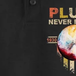 Never Forget Pluto Retro Style Dry Zone Grid Performance Polo