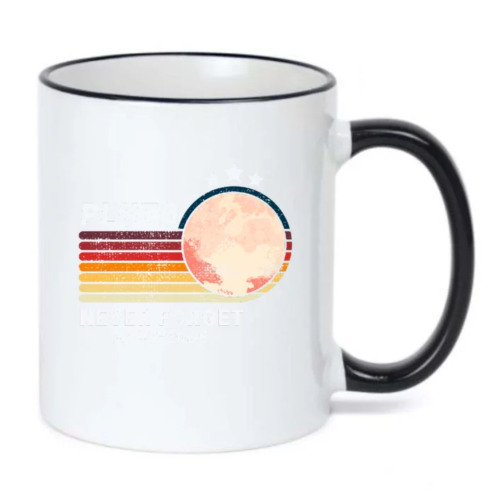 Never Forget Pluto, Retro Style Funny Space Black Color Changing Mug