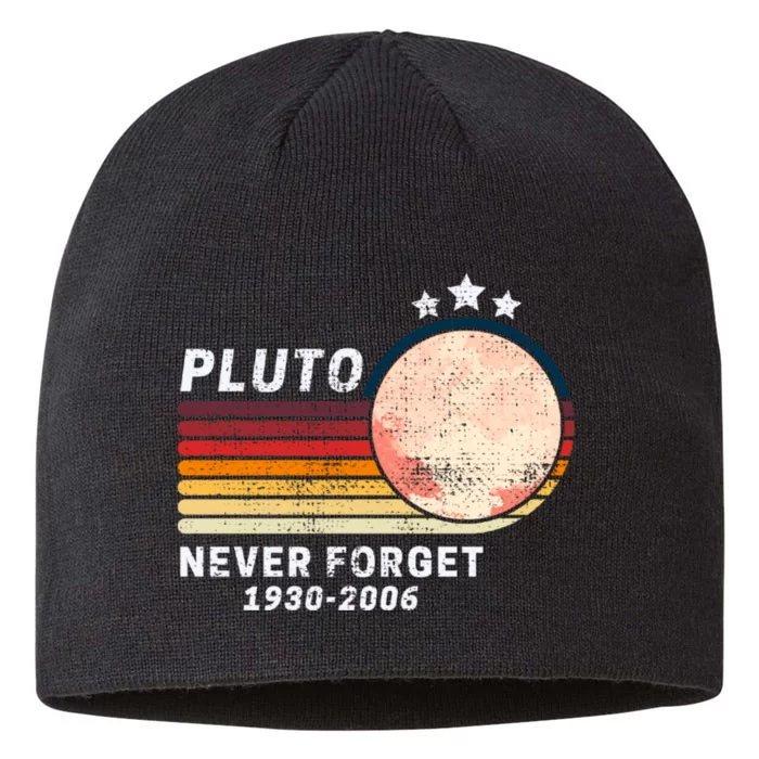 Never Forget Pluto, Retro Style Funny Space 8 1/2in Sustainable Knit Beanie