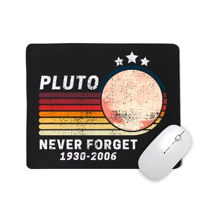 Never Forget Pluto, Retro Style Funny Space Mousepad