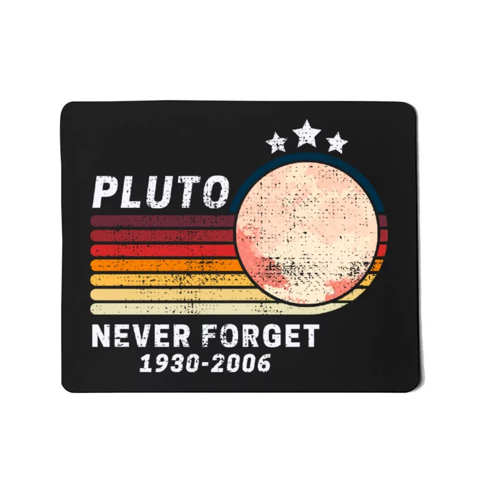 Never Forget Pluto, Retro Style Funny Space Mousepad