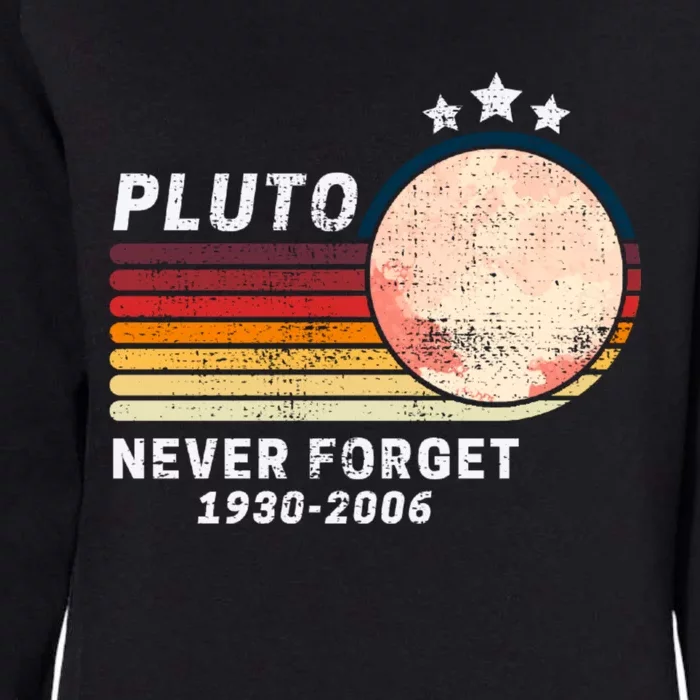 Never Forget Pluto, Retro Style Funny Space Womens California Wash Sweatshirt