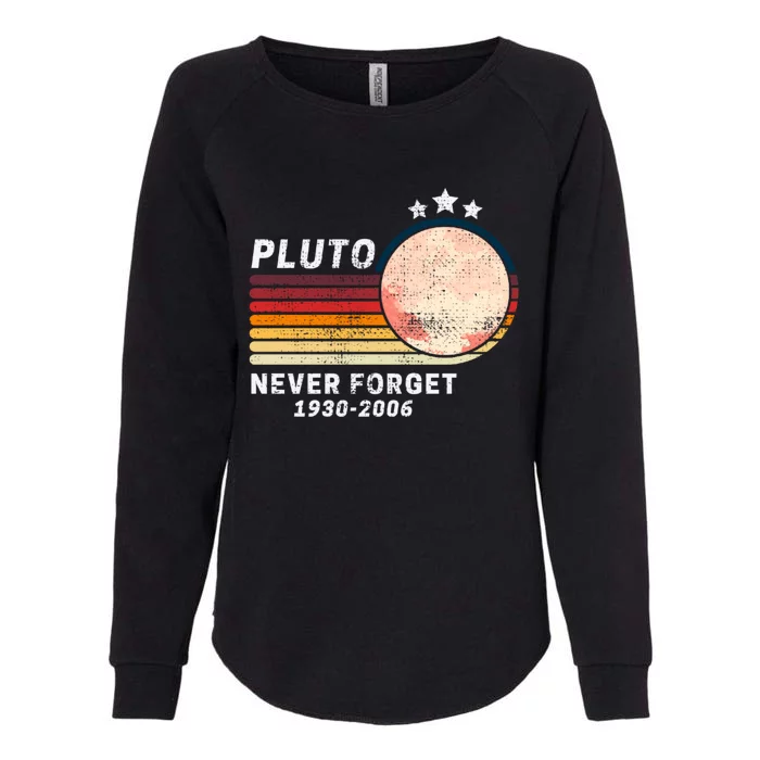 Never Forget Pluto, Retro Style Funny Space Womens California Wash Sweatshirt