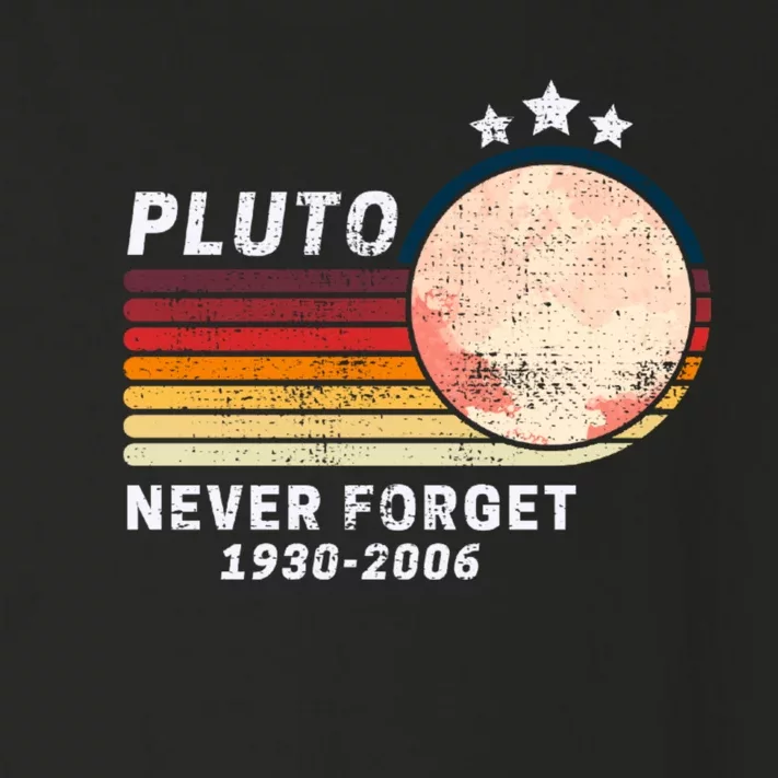 Never Forget Pluto, Retro Style Funny Space Toddler Long Sleeve Shirt