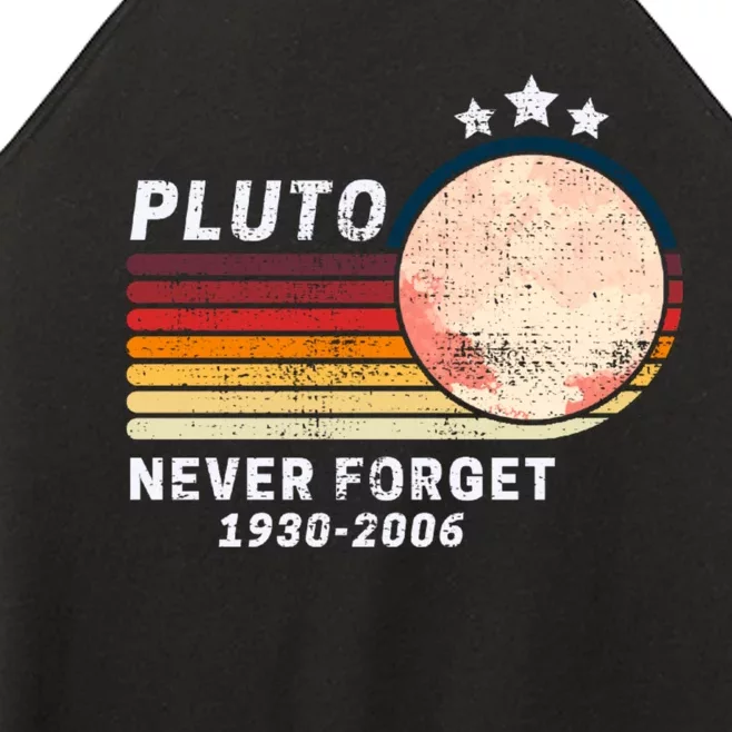 Never Forget Pluto, Retro Style Funny Space Women’s Perfect Tri Rocker Tank