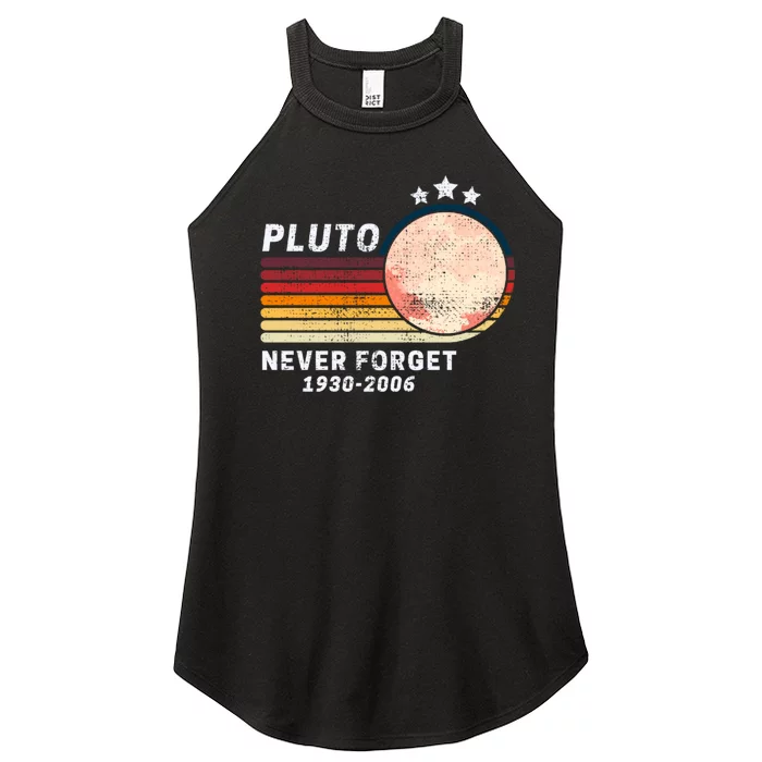 Never Forget Pluto, Retro Style Funny Space Women’s Perfect Tri Rocker Tank