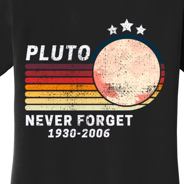 Never Forget Pluto, Retro Style Funny Space Women's T-Shirt