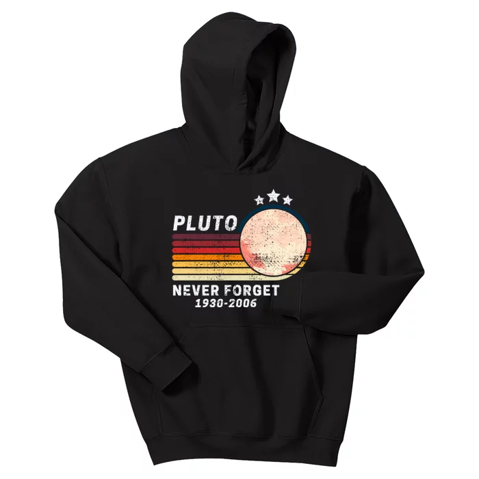 Never Forget Pluto, Retro Style Funny Space Kids Hoodie