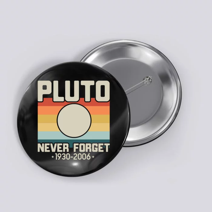 Never Forget Pluto Funny Retro Style Button