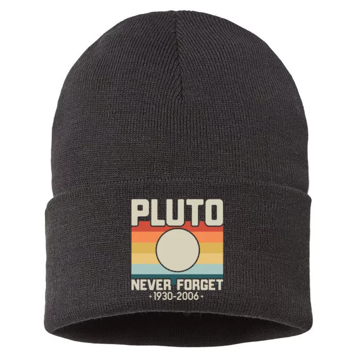 Never Forget Pluto Funny Retro Style Sustainable Knit Beanie