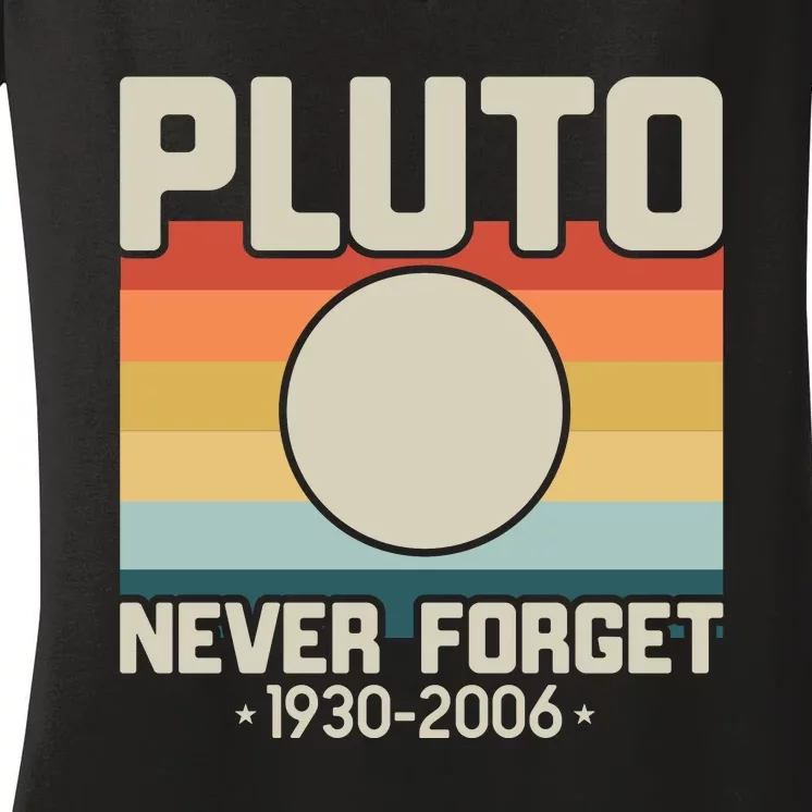 Never Forget Pluto Funny Retro Style Women's V-Neck T-Shirt