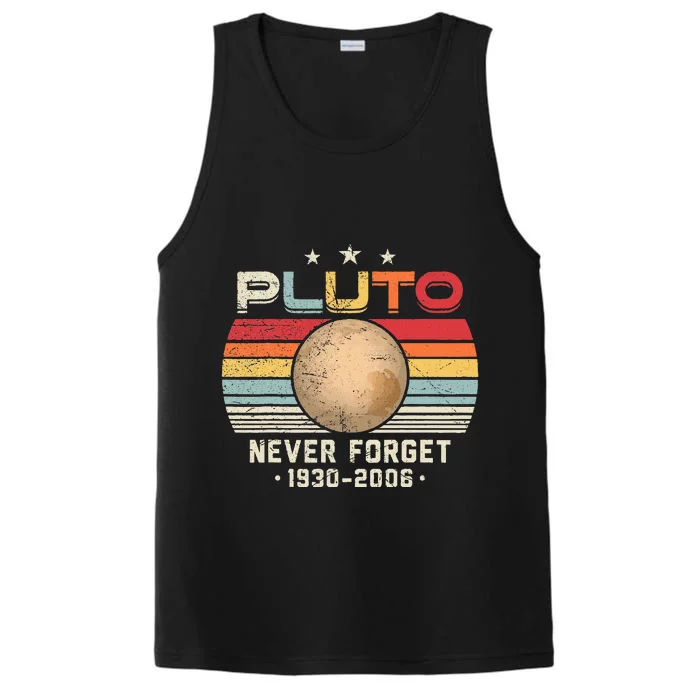 Never Forget Pluto Retro Funny Science Space Performance Tank