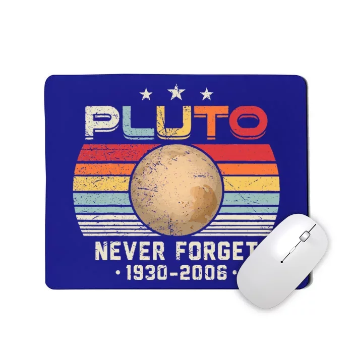 Never Forget Pluto Retro Funny Science Space Mousepad