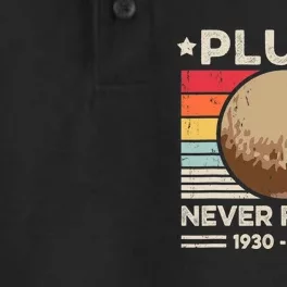 Never Forget Pluto S Funny Retro Planet Space Science Dry Zone Grid Performance Polo