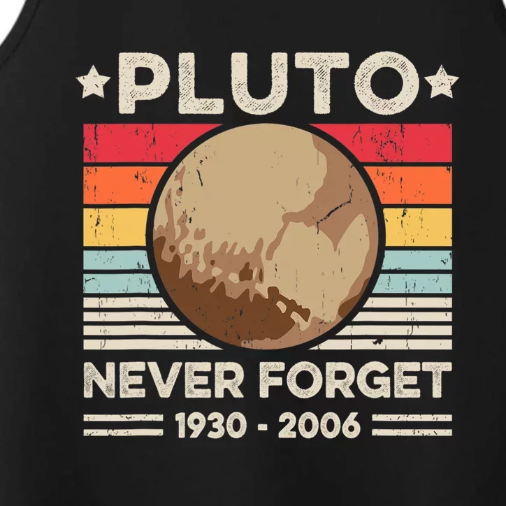 Never Forget Pluto S Funny Retro Planet Space Science Performance Tank