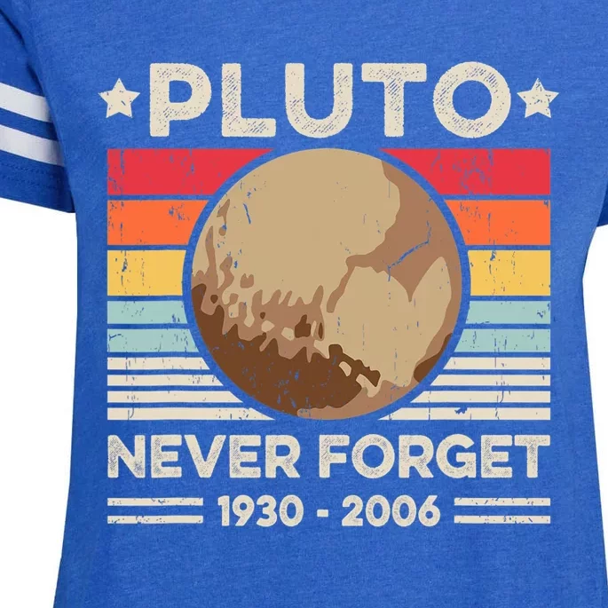 Never Forget Pluto S Funny Retro Planet Space Science Enza Ladies Jersey Football T-Shirt