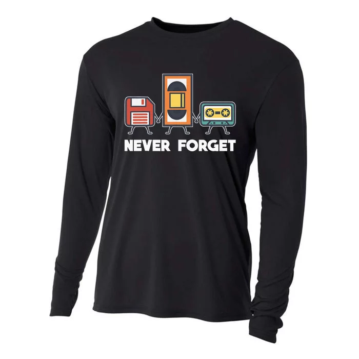 Never Forget Retro 90s Technology Music Throwback Cooling Performance Long Sleeve Crew