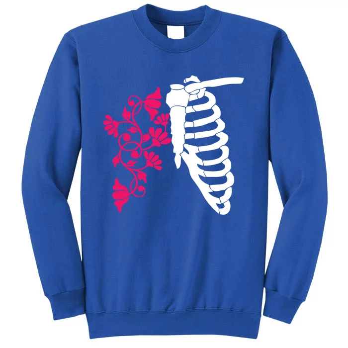 Nurse Floral Rib Cage Er Pqrst Ortho Registered Rn Funny Gift Funny Gift Tall Sweatshirt