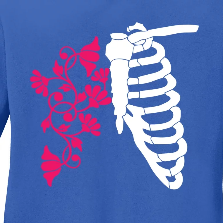 Nurse Floral Rib Cage Er Pqrst Ortho Registered Rn Funny Gift Funny Gift Ladies Long Sleeve Shirt