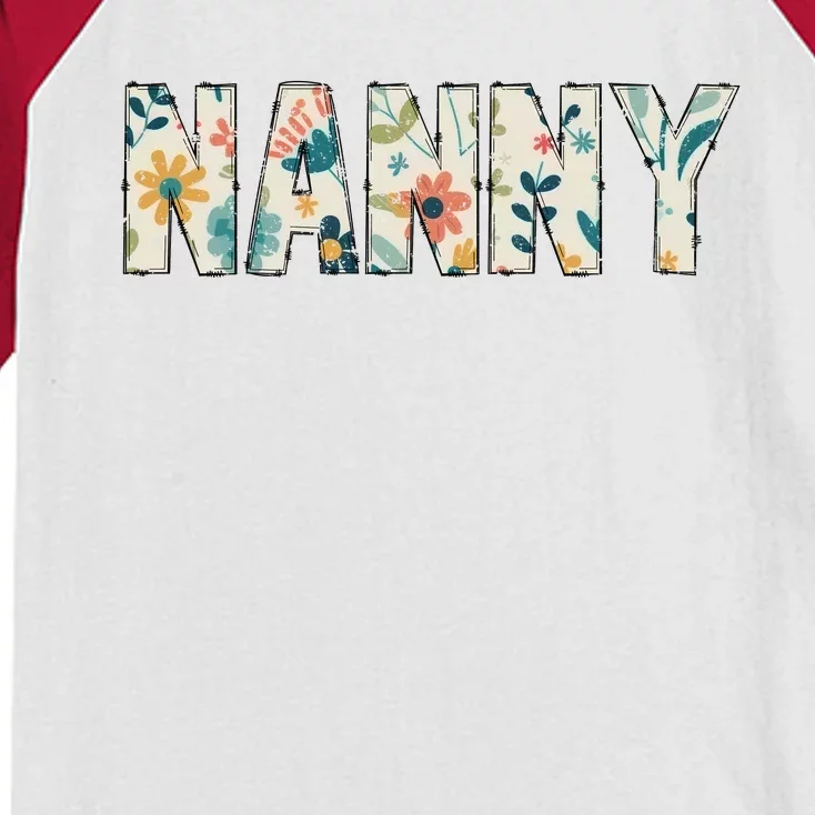 Nanny Floral Retro Kids Colorblock Raglan Jersey