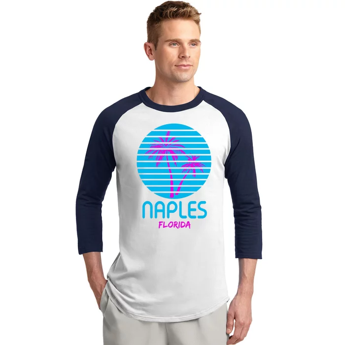 Naples Florida Retro Palm Tree Sunset Baseball Sleeve Shirt