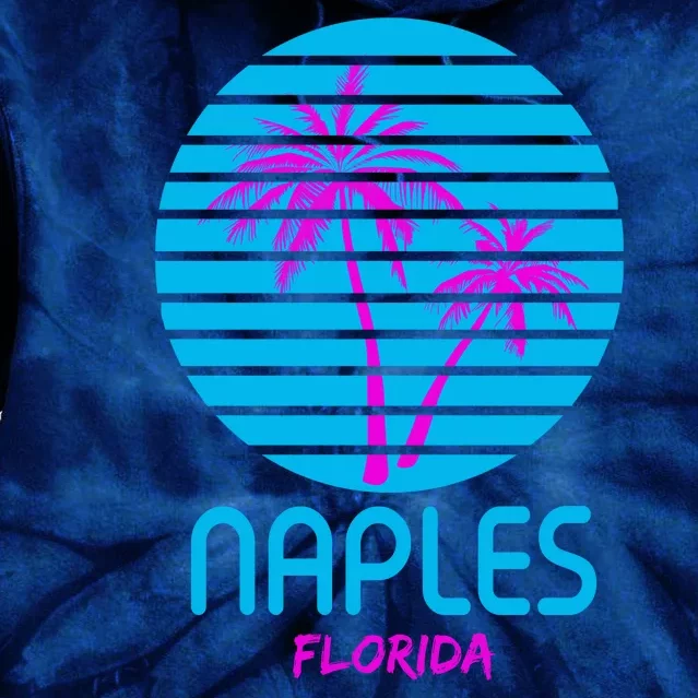 Naples Florida Retro Palm Tree Sunset Tie Dye Hoodie