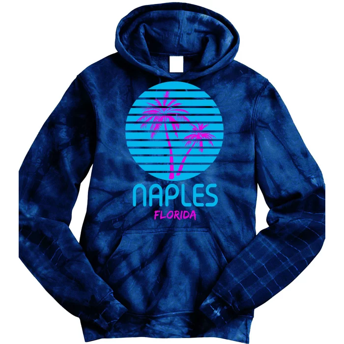 Naples Florida Retro Palm Tree Sunset Tie Dye Hoodie