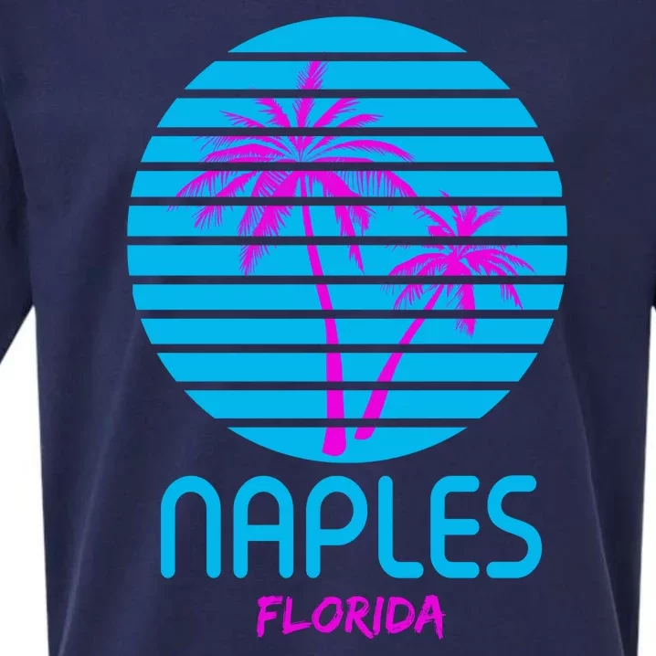 Naples Florida Retro Palm Tree Sunset Sueded Cloud Jersey T-Shirt