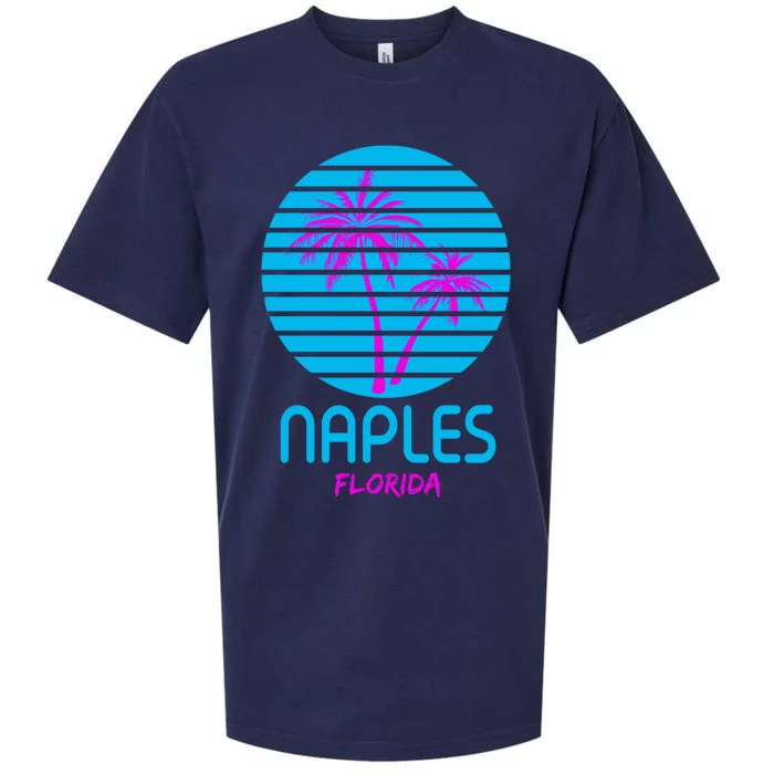 Naples Florida Retro Palm Tree Sunset Sueded Cloud Jersey T-Shirt