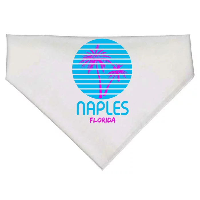 Naples Florida Retro Palm Tree Sunset USA-Made Doggie Bandana