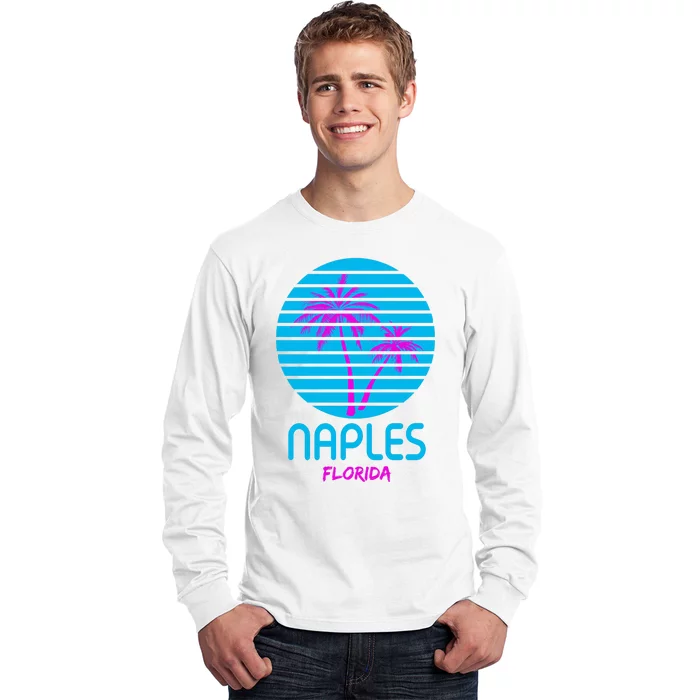 Naples Florida Retro Palm Tree Sunset Long Sleeve Shirt